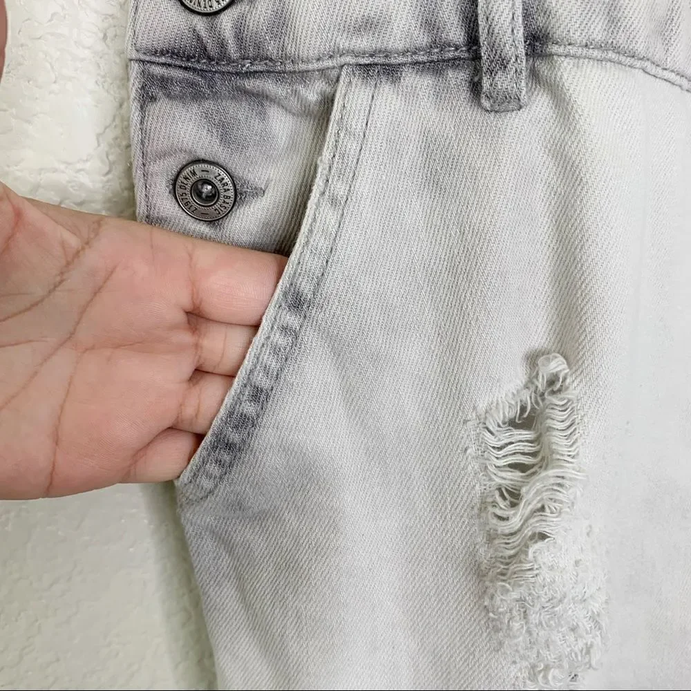 Zara Basic Bleach Distressed Cargo Style Jeans Overalls, Sz Small - Picture 7 of 15